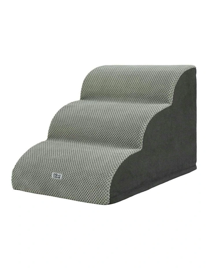 Indoor Dog Ramp Step Stairs 3 Tier in Grey image 1