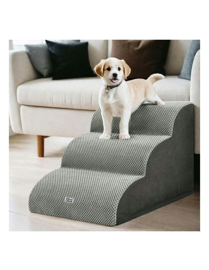 Indoor Dog Ramp Step Stairs 3 Tier in Grey image 2