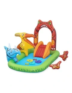 Inflatable Play Splash Pool with Slide Ball Tossing Toys 242x140cm