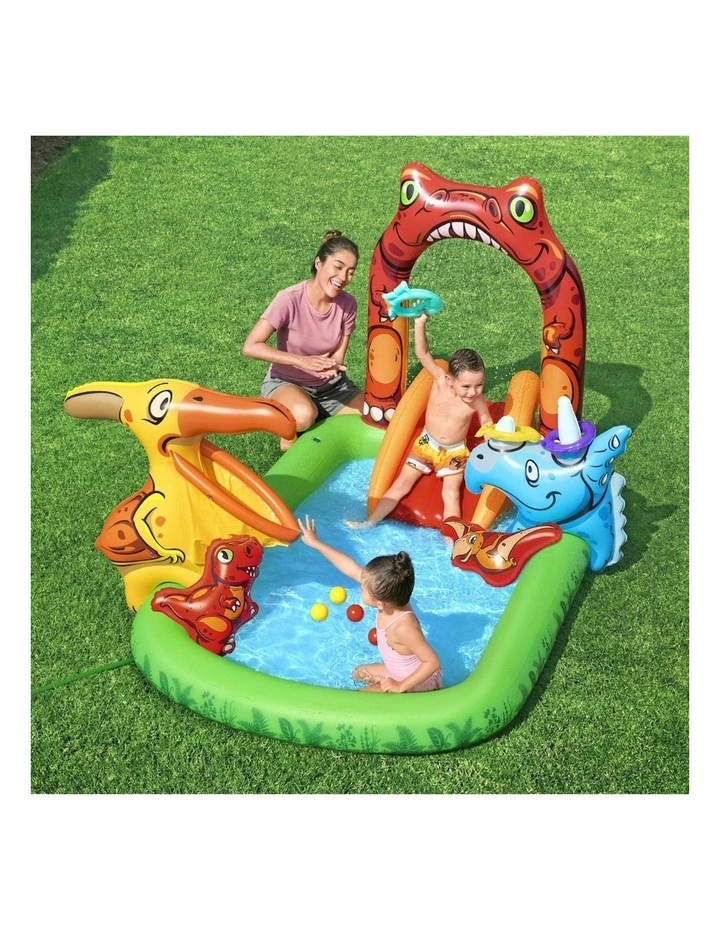 Inflatable Play Splash Pool with Slide Ball Tossing Toys 242x140cm image 2