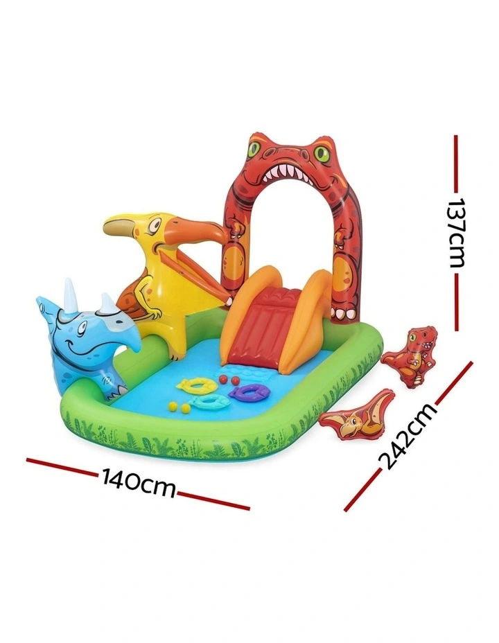 Inflatable Play Splash Pool with Slide Ball Tossing Toys 242x140cm image 3