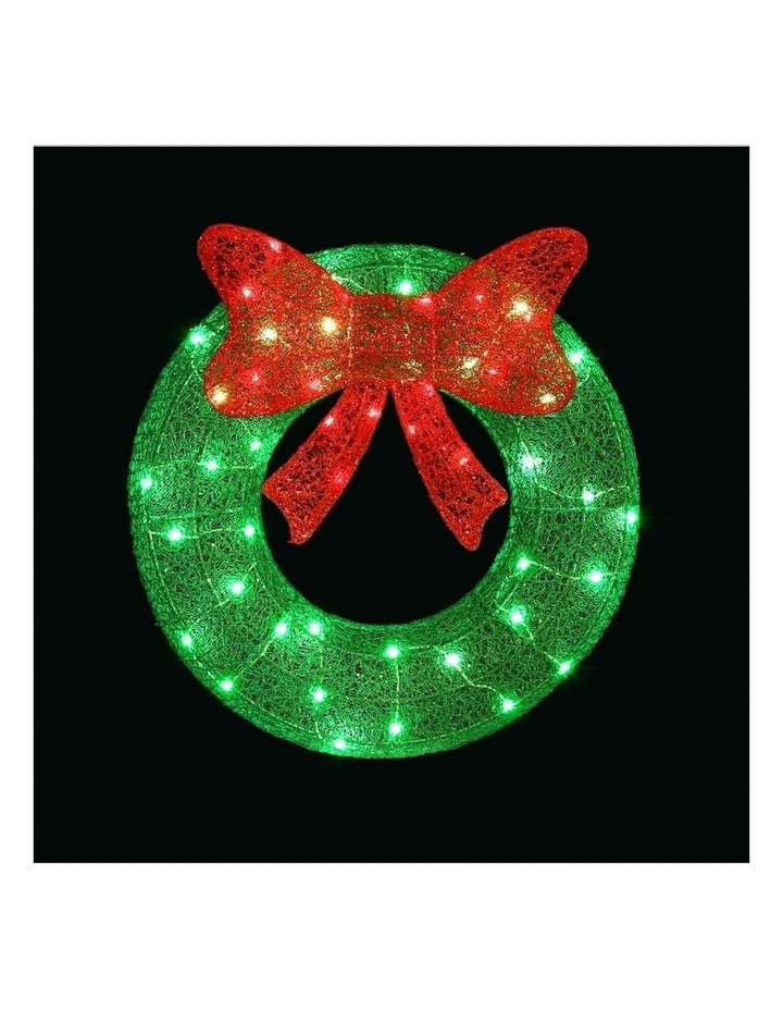 Christmas Lights Motif LED Solar Wreath Xmas Decorations 50 Pieces 60cm in White image 1