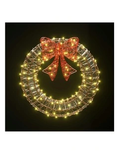 Christmas Lights Motif LED Solar Wreath Xmas Decorations 160 Pieces 60cm in White