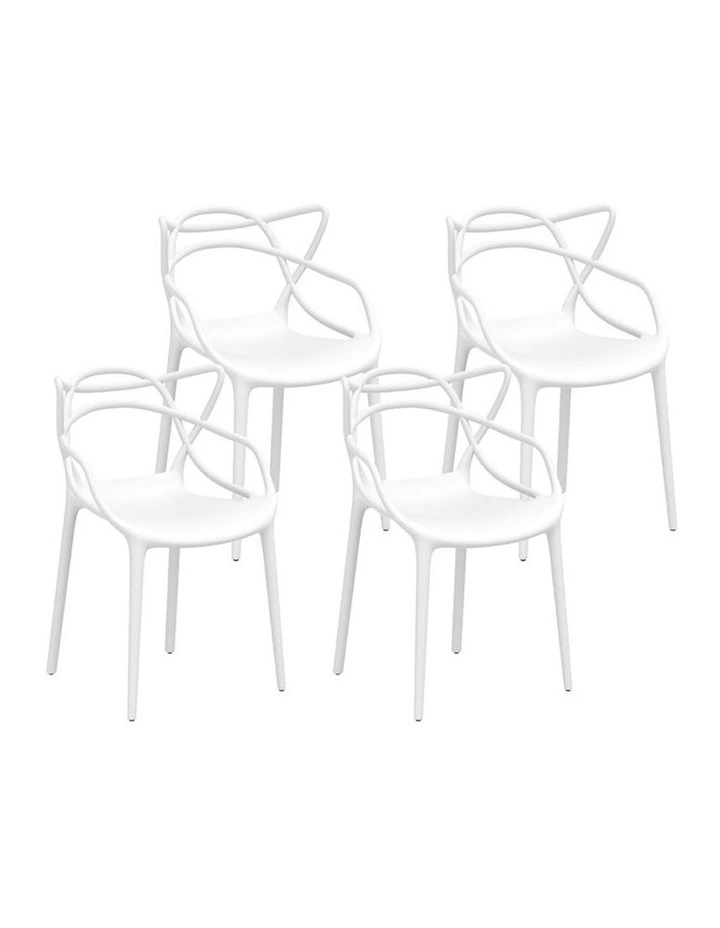 Outdoor Dining Chairs Stackable 4 Piece in White image 1