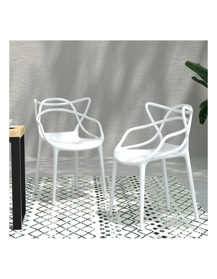 Outdoor Dining Chairs Stackable 4 Piece in White image 2
