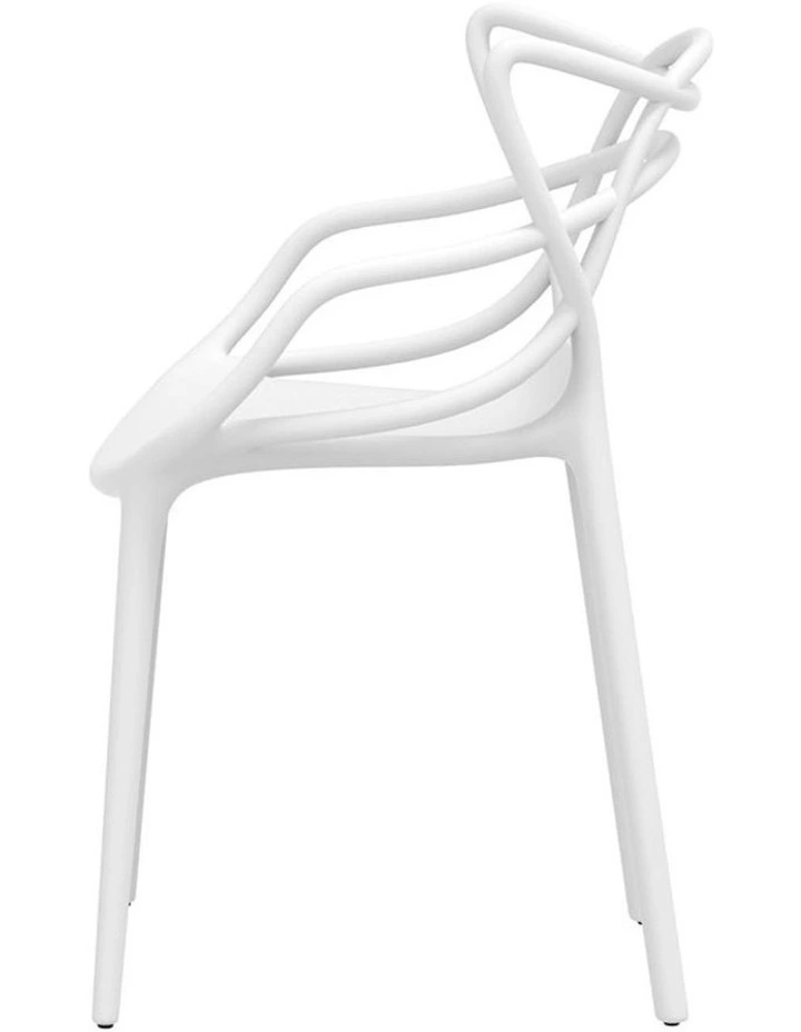 Outdoor Dining Chairs Stackable 4 Piece in White image 5