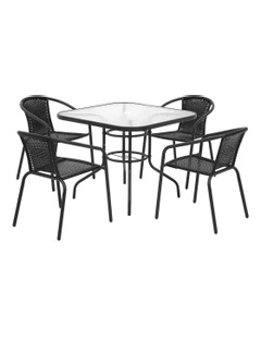 Steel Dining Set 5 Piece in Black