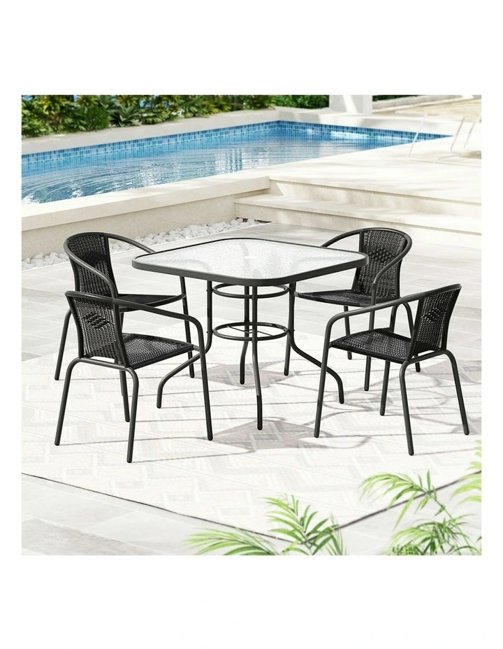 Steel Dining Set 5 Piece in Black image 2