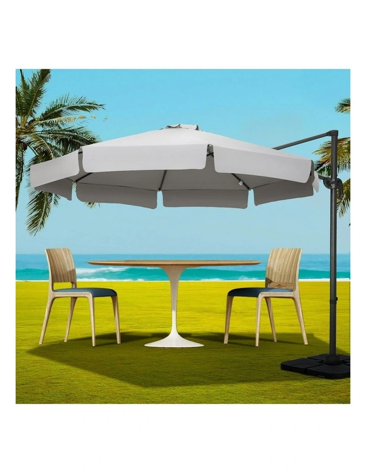 Outdoor Umbrella with Base 3m in Grey image 2
