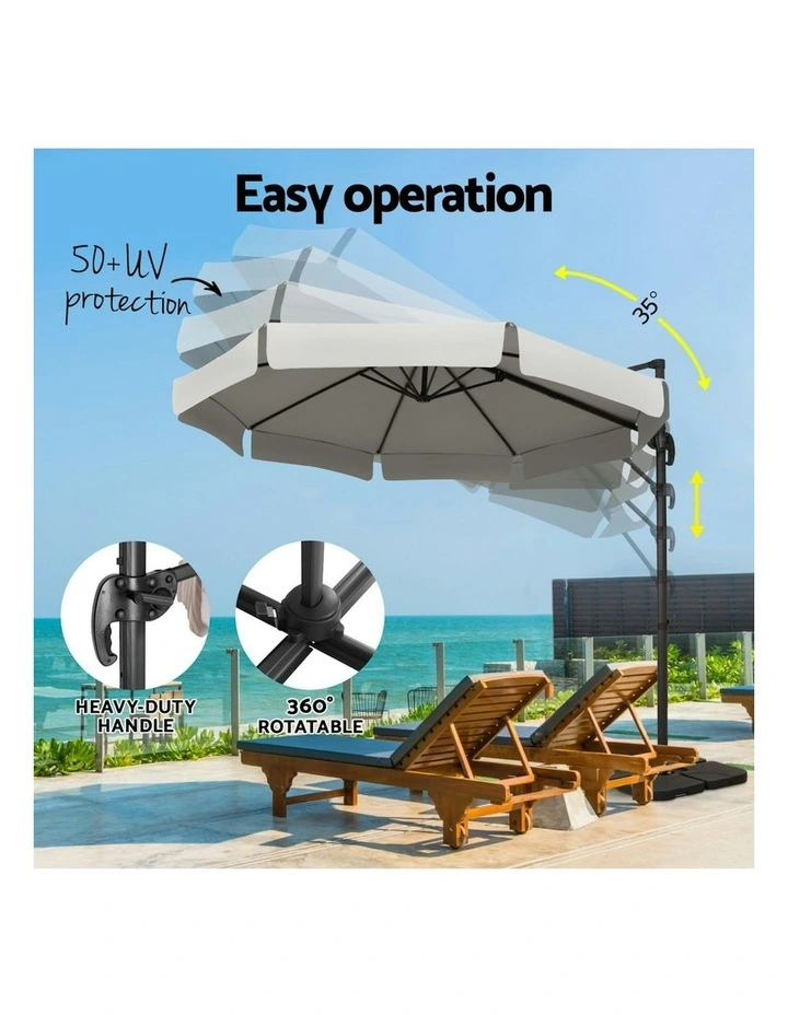 Outdoor Umbrella with Base 3m in Grey image 5