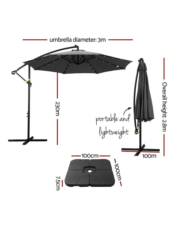 Outdoor Umbrella 3m in Charcoal image 3