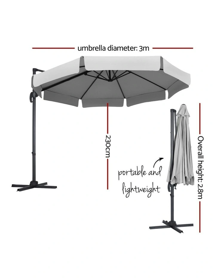 Outdoor Umbrella Roma 3m in Grey image 3
