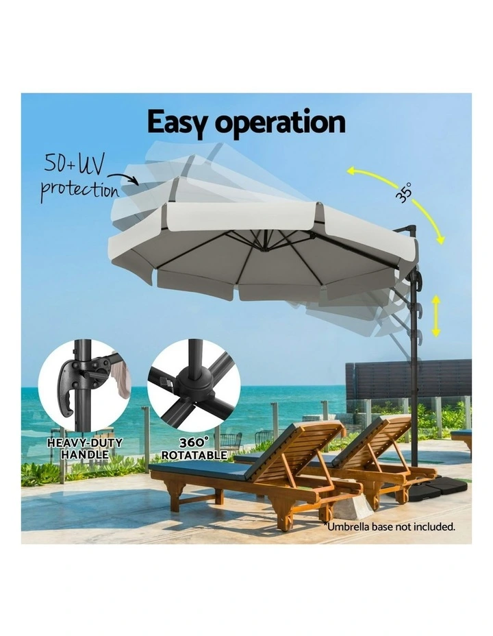 Outdoor Umbrella Roma 3m in Grey image 5