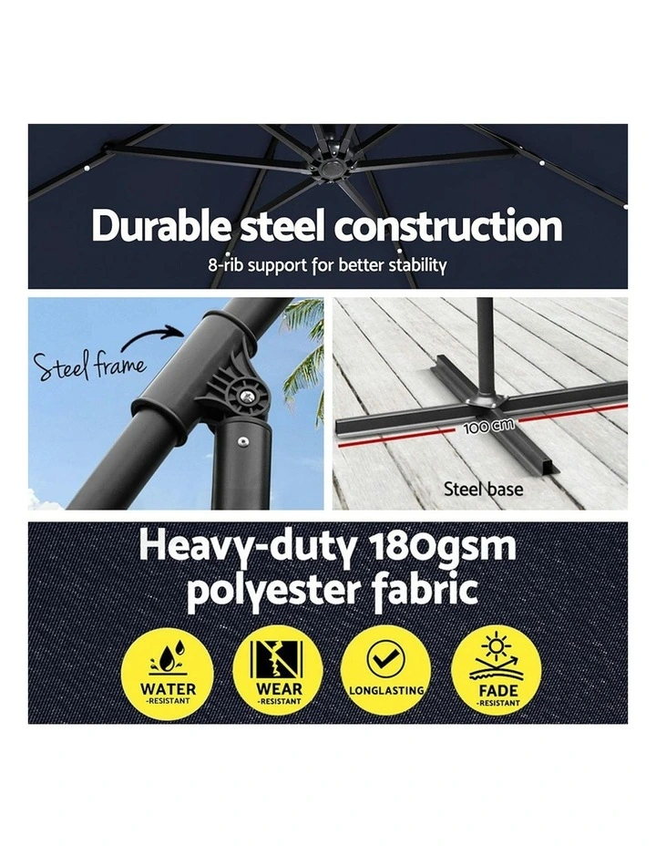 Outdoor Umbrella 3m in Navy image 7