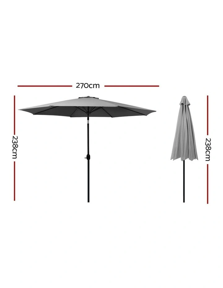 Instahut Outdoor Umbrella 2.7m Base UV Charcoal image 3