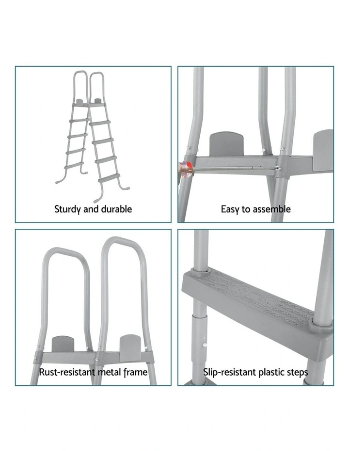 Pool Ladder Fits Above Ground Swimming Pools 132cm in Grey image 7