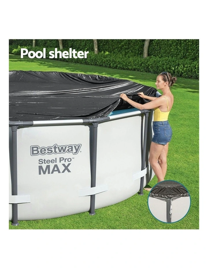 Round Above PVC Pool Cover Fits 3.05m in Black image 5