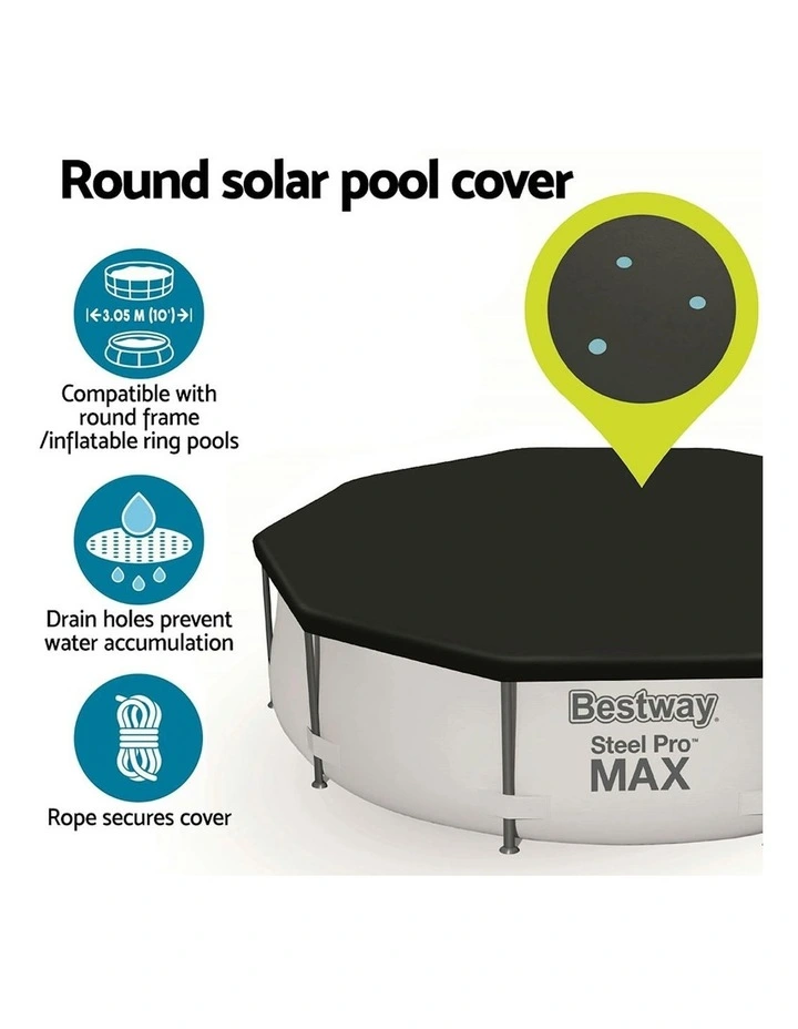 Round Above PVC Pool Cover Fits 3.05m in Black image 6