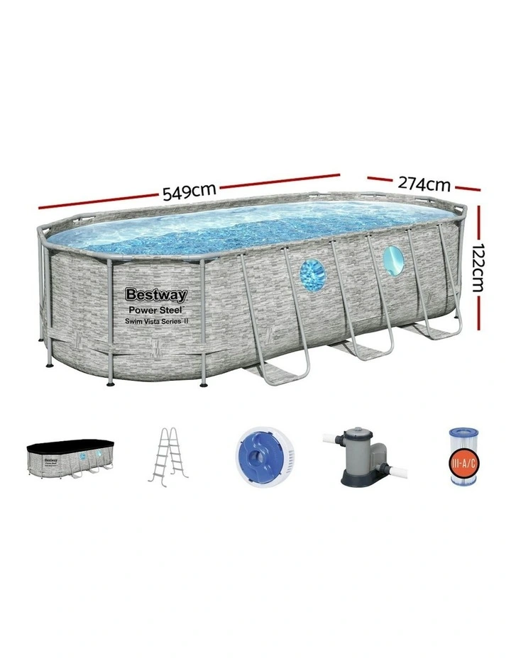 Bestway Swimming Pool 549x274x122cm Steel Frame Above Ground Pools Filter Pump Ladder 13430L in Assorted image 3