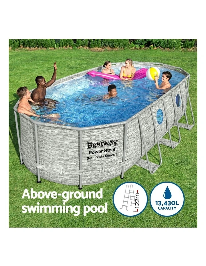 Bestway Swimming Pool 549x274x122cm Steel Frame Above Ground Pools Filter Pump Ladder 13430L in Assorted image 5