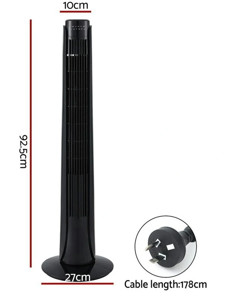 Tower Fan Oscillating 3 Speeds with Remote 93cm in Black image 3