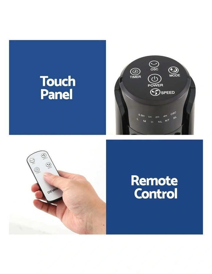 Tower Fan Oscillating 3 Speeds with Remote 93cm in Black image 7