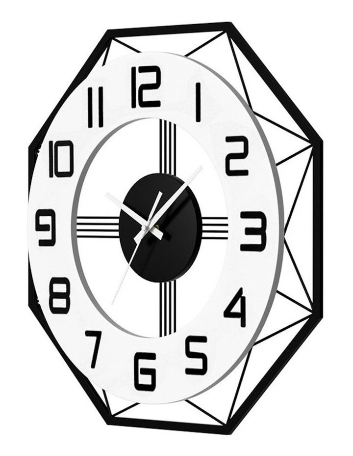 Octagon Wall Clock 60cm in Black image 4