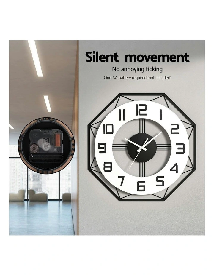 Octagon Wall Clock 60cm in Black image 6