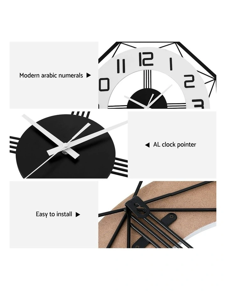 Octagon Wall Clock 60cm in Black image 7