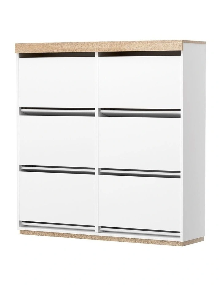 Shoe Cabinet 3-Tier 45 Pairs in White image 1