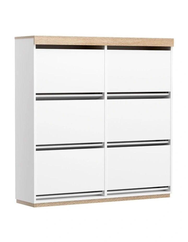 Shoe Cabinet 3-Tier 45 Pairs in White image 2