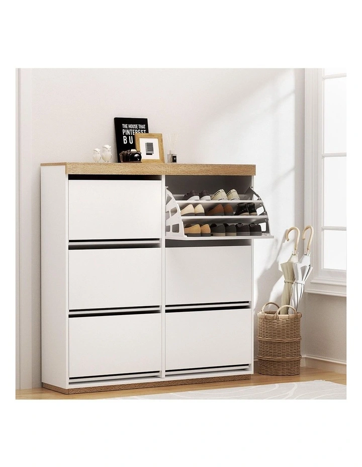 Shoe Cabinet 3-Tier 45 Pairs in White image 3