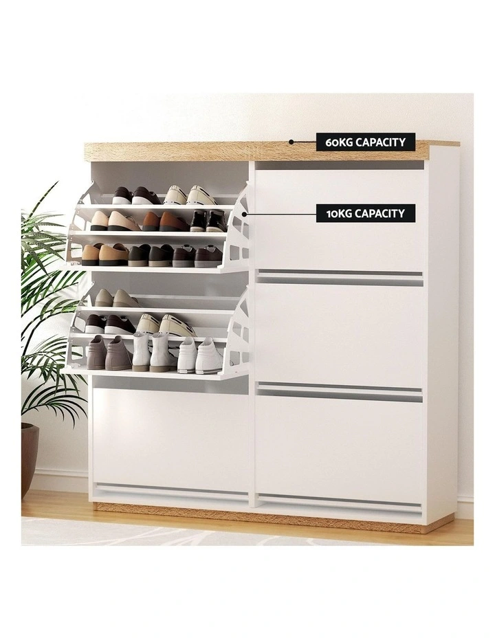 Shoe Cabinet 3-Tier 45 Pairs in White image 6