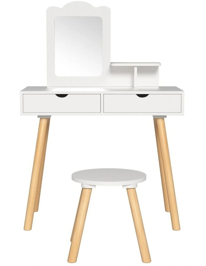 Dressing Table Vanity Makeup Chair Set in White image 2