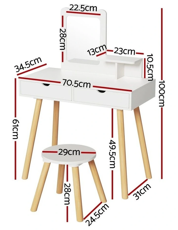 Dressing Table Vanity Makeup Chair Set in White image 4