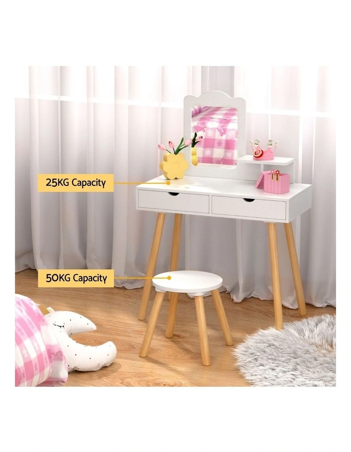 Dressing Table Vanity Makeup Chair Set in White image 5