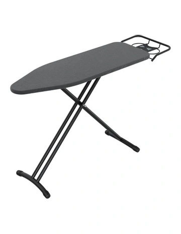 Ironing Board With Foldable Iron Rest in Black