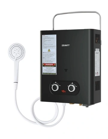 Portable Gas Water Heater 6L/Min LPG System in Black