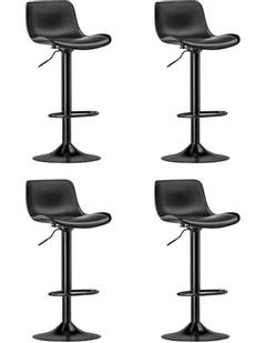 Padded Seat Gas Lift Bar Stools 4x in Black
