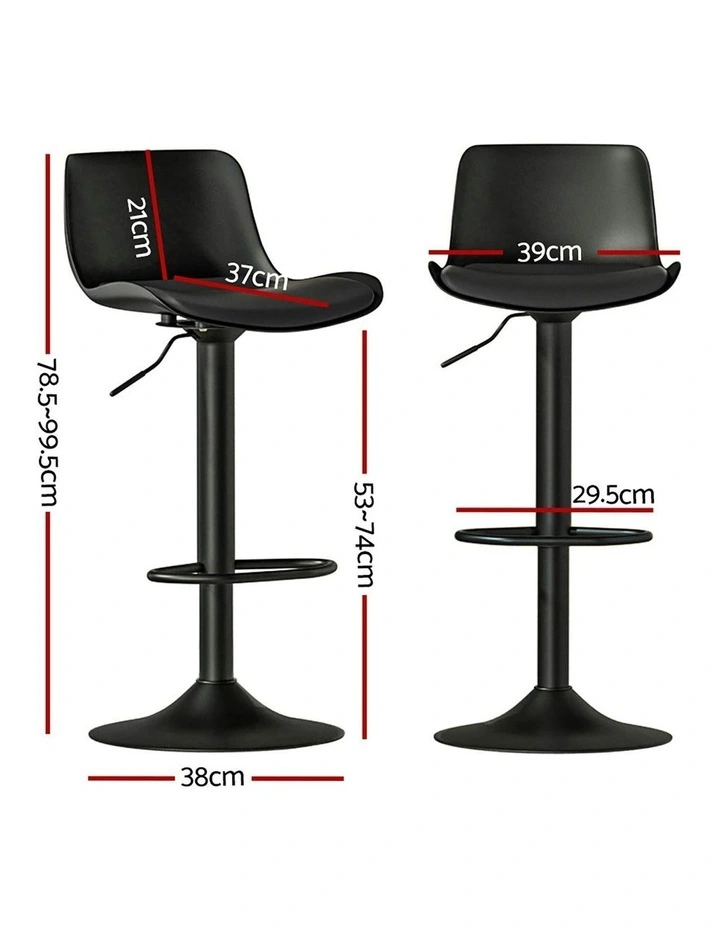 Padded Seat Gas Lift Bar Stools 4x in Black image 3
