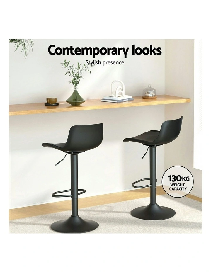 Padded Seat Gas Lift Bar Stools 4x in Black image 4