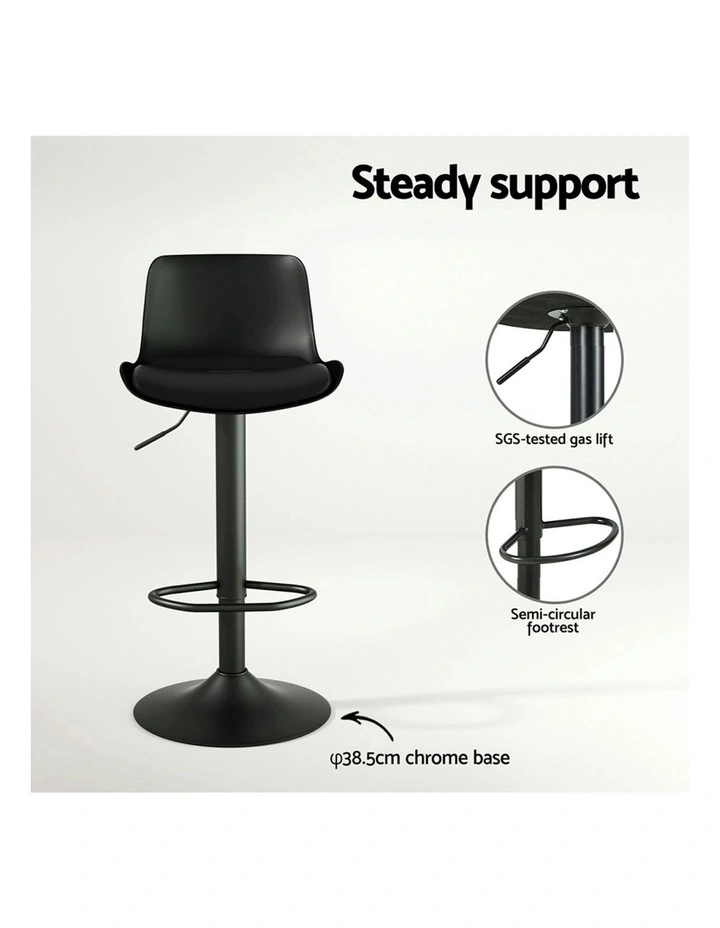 Padded Seat Gas Lift Bar Stools 4x in Black image 5