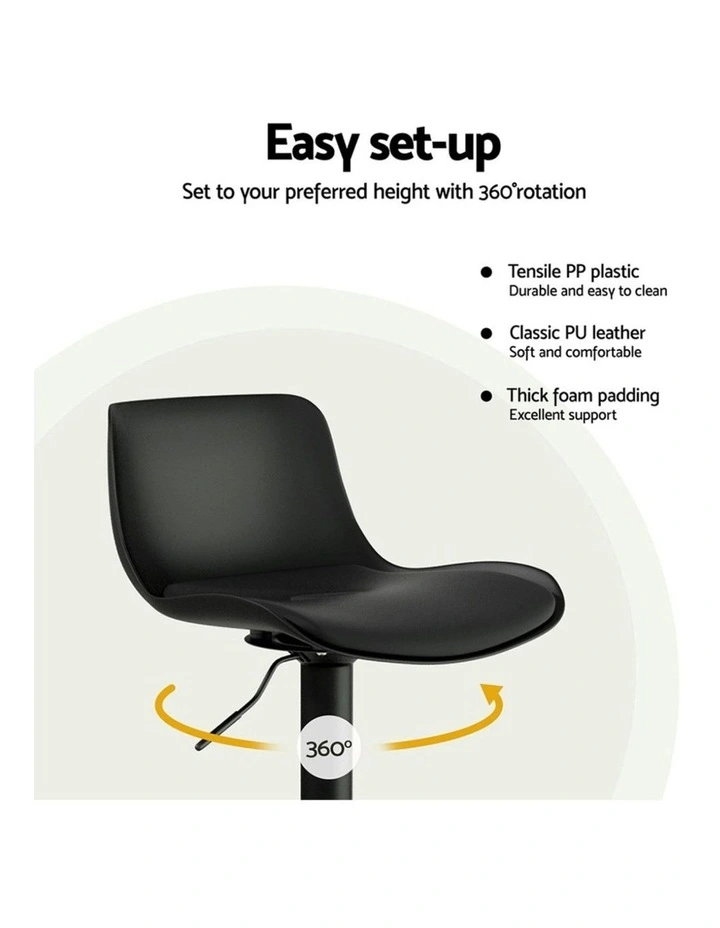 Padded Seat Gas Lift Bar Stools 4x in Black image 6