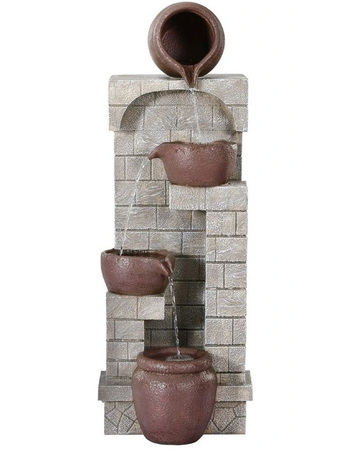 Solar Water Fountain Cascading 4-Tier in Brown image 2