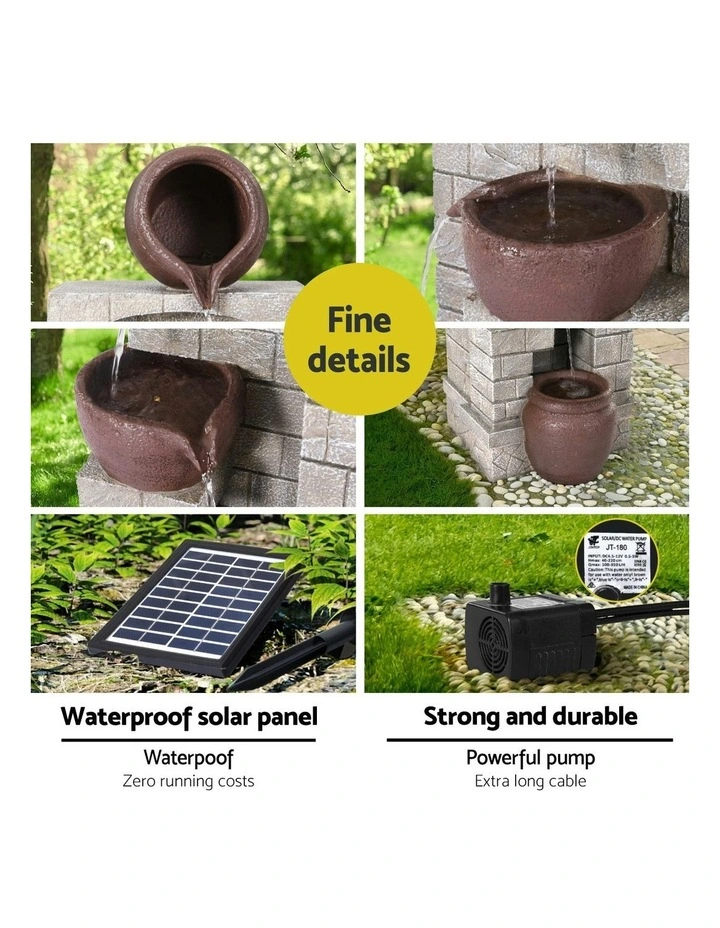 Solar Water Fountain Cascading 4-Tier in Brown image 7
