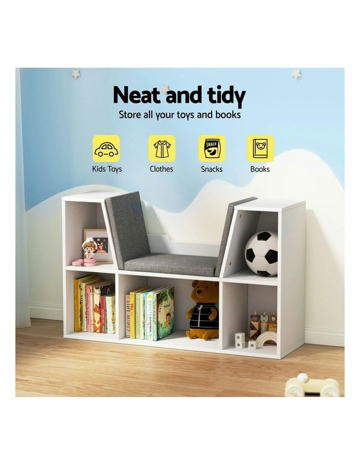 Bookcase Toys Box Shelves in White image 5