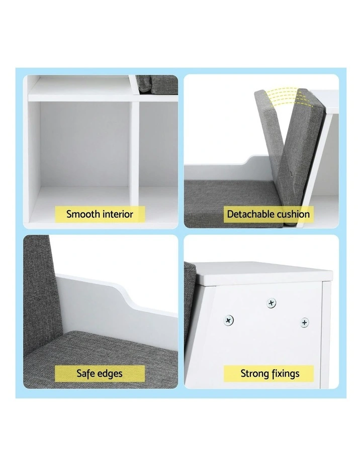 Bookcase Toys Box Shelves in White image 6
