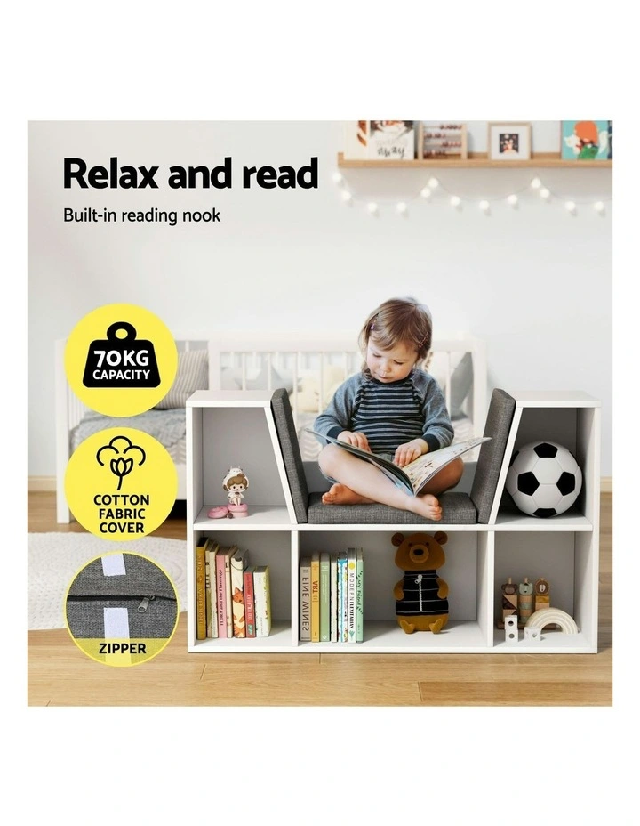 Bookcase Toys Box Shelves in White image 7