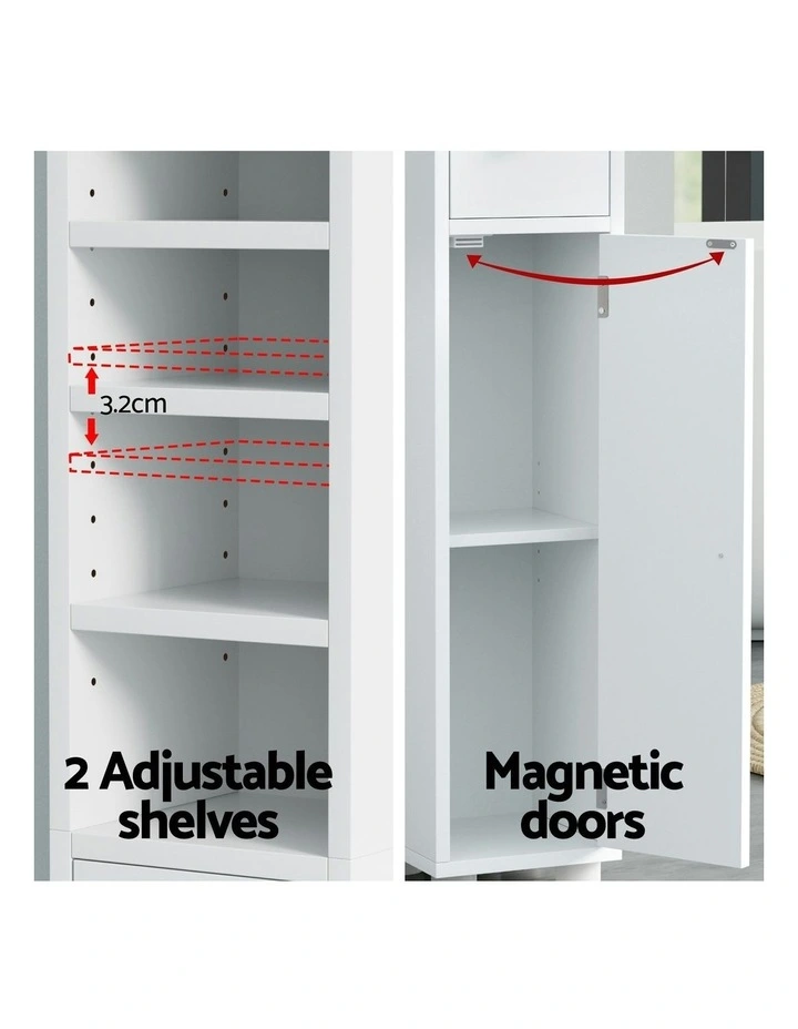 Bathroom Storage Cabinet 180cm Tall Slim Floor Cupboard Toilet Narrow Linen Tower image 6