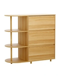 Chest of 3 Drawers 3 Shelves Storage Cabinet in Pine